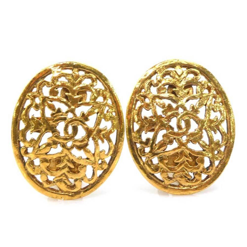 CHANEL 10k Gold Logo Earrings